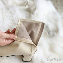 Load image into Gallery viewer, Beige-leather-boots-with-block-heels-product-shots-detail