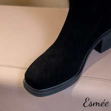 Load image into Gallery viewer, Black-long-boots-with-block-heels-product-shots-detail