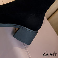 Load image into Gallery viewer, Black-long-boots-with-block-heels-product-shots-detail