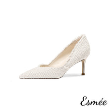 將圖片載入圖庫檢視器 Beige-Farbics-High-Heels-product-shots-white-background