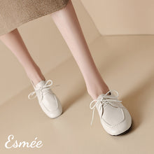 Load image into Gallery viewer, Beige-Lambskin-Leather-High-Heel-Loafers-model-shots