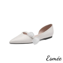 將圖片載入圖庫檢視器 Beige-Leather-D_Orsay-Shoes-with-Gauze-Bow-Knot-product-shots-white-background