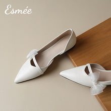 將圖片載入圖庫檢視器 Beige-Leather-D_Orsay-Shoes-with-Gauze-Bow-Knot-product-shots