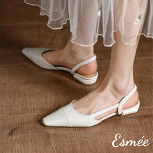 Load image into Gallery viewer, Beige-Leather-Flat-D_Orsay-Slingback-model-shots