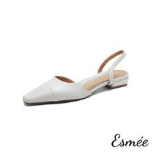 Load image into Gallery viewer, Beige-Leather-Flat-D_Orsay-Slingback-product-shots-white-background