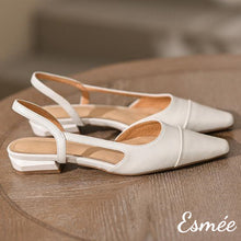 Load image into Gallery viewer, Beige-Leather-Flat-D_Orsay-Slingback-product-shots