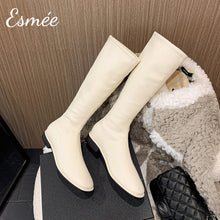 將圖片載入圖庫檢視器 Beige-Leather-Flat-Long-Boots-product-shots