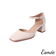 Load image into Gallery viewer, Beige-Leather-High-Heel-Sandals-with-Ankle-Straps-product-shots-white-background