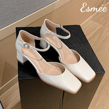 Load image into Gallery viewer, Beige-Leather-High-Heel-Sandals-with-Ankle-Straps-product-shots