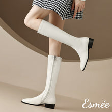 將圖片載入圖庫檢視器 Beige-Leather-Long-Boots-model-shots