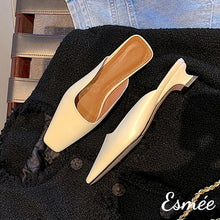Load image into Gallery viewer, Beige-Leather-Low-Heel-Mules-product-shots