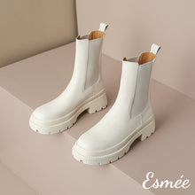 將圖片載入圖庫檢視器 Beige-Leather-Mid-Chelsea-Boots-product-shots