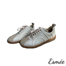 Load image into Gallery viewer, Beige-Leather-Sneakers-with-Suede-Toe-Cap-product-shots-white-background