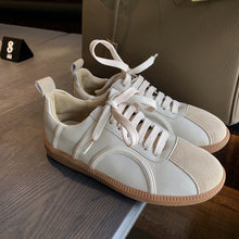 Load image into Gallery viewer, Beige-Leather-Sneakers-with-Suede-Toe-Cap-product-shots