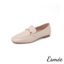 Load image into Gallery viewer, Beige-Loafers-with-Metal-Bar-Design-product-shots-white-background