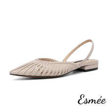 將圖片載入圖庫檢視器 Beige-Slingback-Flat-Mules-in-Lambskin-Leather-Product-Shots-white-background