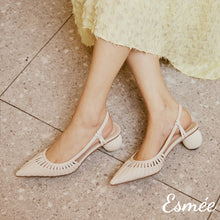 將圖片載入圖庫檢視器 Beige-Slingback-Mules-in-Lambskin-Leather-with-4.5-cm-Sculpted-Round-Heels-model-shots