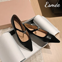 Load image into Gallery viewer, Black-Dual-Color-Leather-Mary-Janes-product-shots