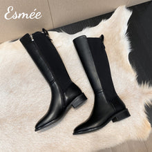 將圖片載入圖庫檢視器 Black-Leather-Fabrics-Long-Boot-product-shots