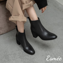 Load image into Gallery viewer, Black-Leather-High-Heel-Boots-model-shots