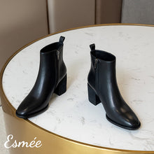 Load image into Gallery viewer, Black-Leather-High-Heel-Boots-product-shots