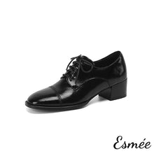 將圖片載入圖庫檢視器 Black-Leather-High-Heel-Oxford-Shoes-porduct-shots-white-background