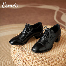 將圖片載入圖庫檢視器 Black-Leather-High-Heel-Oxford-Shoes-porduct-shots