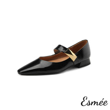 將圖片載入圖庫檢視器 Black-Leather-Maryjanes-with-Metal-Buckle-Design-product-shots-white-background