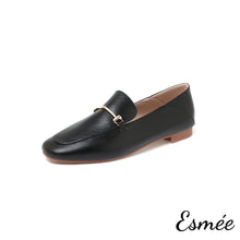 Load image into Gallery viewer, Black-Loafers-with-Metal-Bar-Design-product-shots-white-background