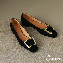 將圖片載入圖庫檢視器 Black-Suede-Flats-with-Metal-Buckle-product-shots