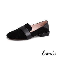 Load image into Gallery viewer, Black-Suede-Loafers-with-Thick-Leather-Straps-product-shots-white-background