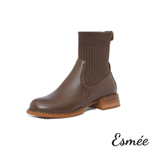 將圖片載入圖庫檢視器 Brown-Leather-Chelsea-Boots-with-Sock-Tube-product-shots-white-background