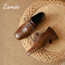 將圖片載入圖庫檢視器 Brown-Leather-High-Heel-Oxford-Shoes-porduct-shots