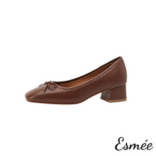 將圖片載入圖庫檢視器 Brown-Leather-High-Heels-with-Bow-Knot-product-shots-white-background