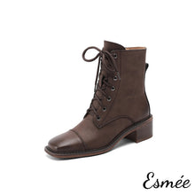 將圖片載入圖庫檢視器 Brown-Leather-Marten-Boots-with-Sqaure-Toe-Design-product-shots-white-background