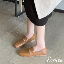 Load image into Gallery viewer, Brown-Loafers-with-Metal-Bar-Design-model-shots