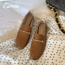 Load image into Gallery viewer, Brown-Loafers-with-Metal-Bar-Design-product-shots