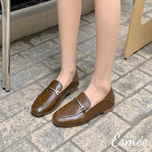 Load image into Gallery viewer, Dark-Brown-Loafers-with-Metal-Bar-Design-model-shots