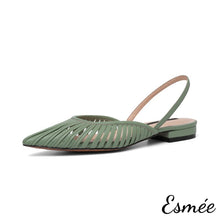 將圖片載入圖庫檢視器 Green-Slingback-Flat-Mules-in-Lambskin-Leather-Product-Shots-white-background