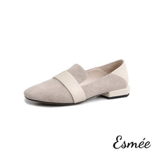 Load image into Gallery viewer, Grey-Suede-Loafers-with-Thick-Leather-Straps-product-shots-white-background