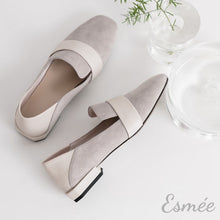 Load image into Gallery viewer, Grey-Suede-Loafers-with-Thick-Leather-Straps-product-shots