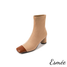 將圖片載入圖庫檢視器 Khaki-Brown-Suede-Ankle-Boots-with-Dual-Color-Toe-Cap-product-shots-white-background