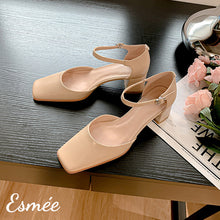 Load image into Gallery viewer, Khaki-Leather-High-Heel-Sandals-with-Ankle-Straps-product-shots