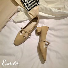 Load image into Gallery viewer, Khaki-Leather-High-Heel-with-T-Straps-product-shots