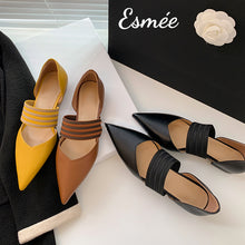 Load image into Gallery viewer, Leather-D-Orsay-Shoes-with-Thick-Ribbon-Straps-product-shots