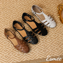 Load image into Gallery viewer, Leather-Flat-Roman-Sandals-product-shots