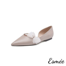 將圖片載入圖庫檢視器 Light-Grey-Leather-D_Orsay-Shoes-with-Gauze-Bow-Knot-product-shots-white-background