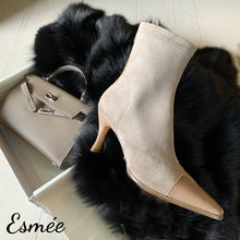 將圖片載入圖庫檢視器 Pale-Khaki-Suede-Ankle-Boots-with-Leather-Toe-Cap-product-shots