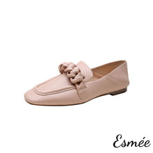 Load image into Gallery viewer, Pink-Lambskin-Leather-Loafers-with-Ribbon-Design-product-shots-white-background