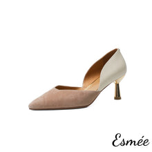 將圖片載入圖庫檢視器 Pink-Suede-Dual-Color-High-Heels-product-shots-white-background